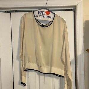 Theory Silk Cream Women's Top with Black Trim